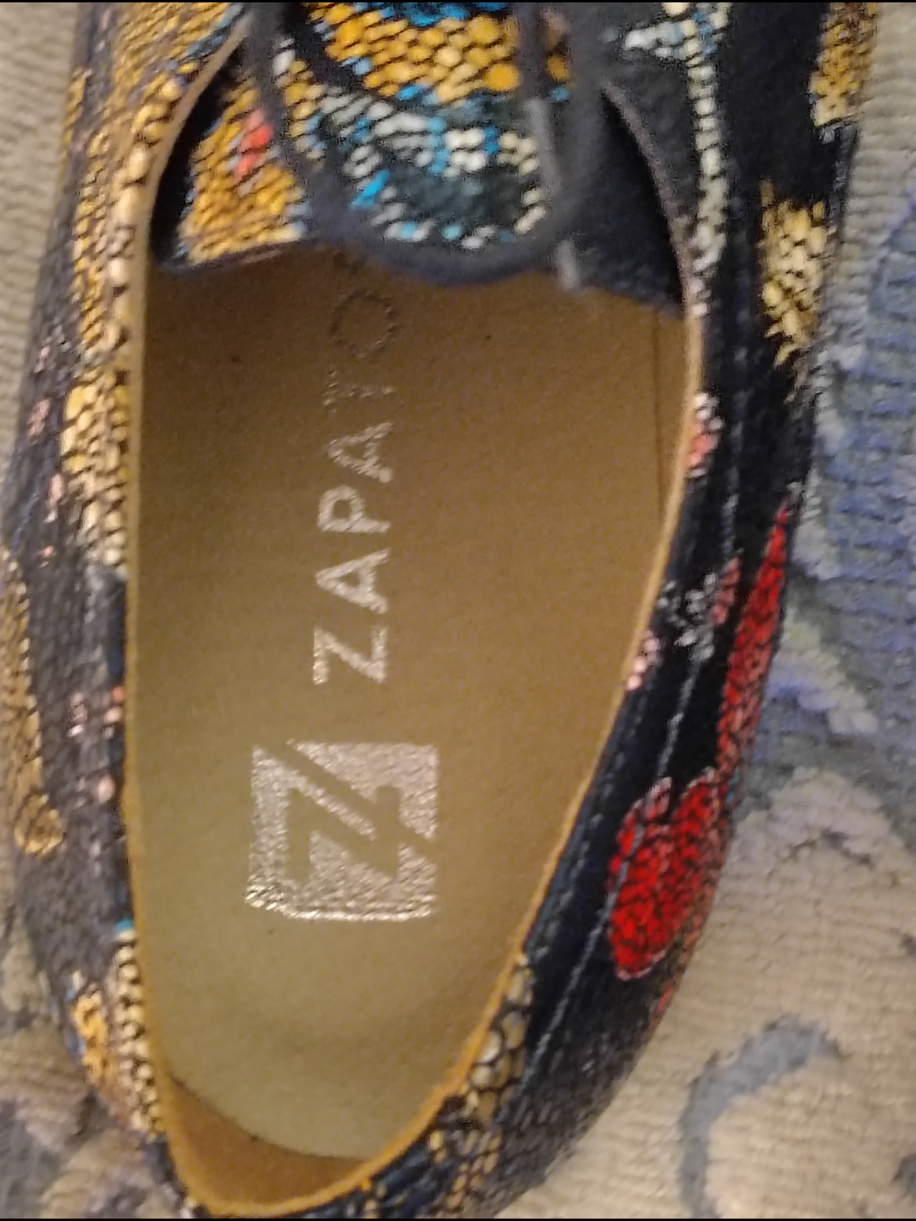 Floral Embossed Black Lace-Up Women’s Flats — image 5 of 8
